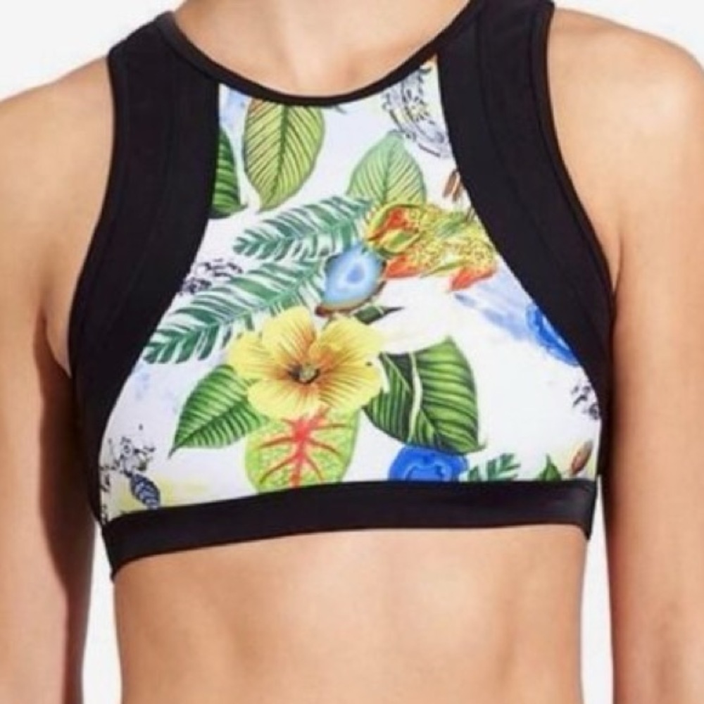 Athleta Streamline Tropical Cutout Mesh Back Bikini Top